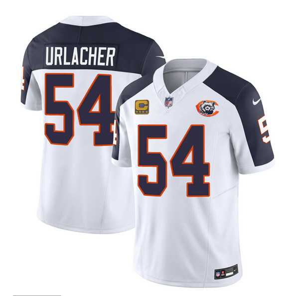 Men & Women & Youth Chicago Bears #54 Brian Urlacher White Navy 2023 F.U.S.E. With 4-star C PatchThrowback Limited Jersey